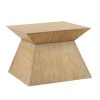 El Paso Coffee Table, shown in beige and tan with wood and a solid continuous pedestal base.