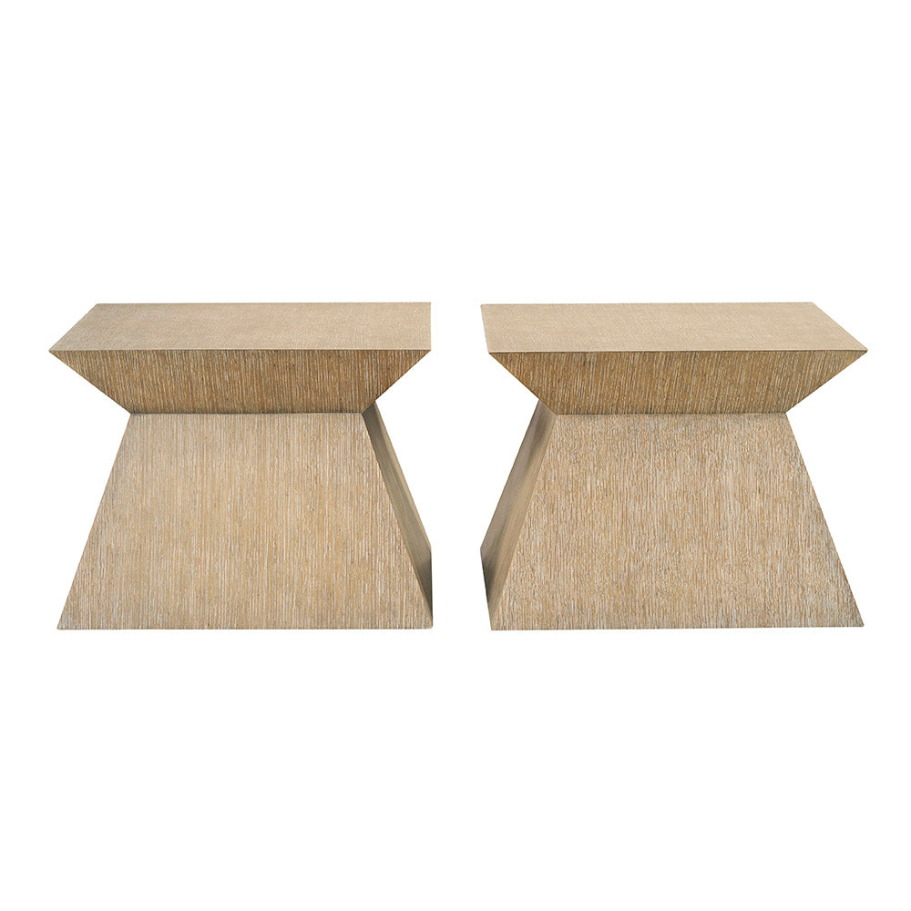 Additional view of El Paso Coffee Table in beige and tan, featuring textured grain and a solid continuous pedestal base.