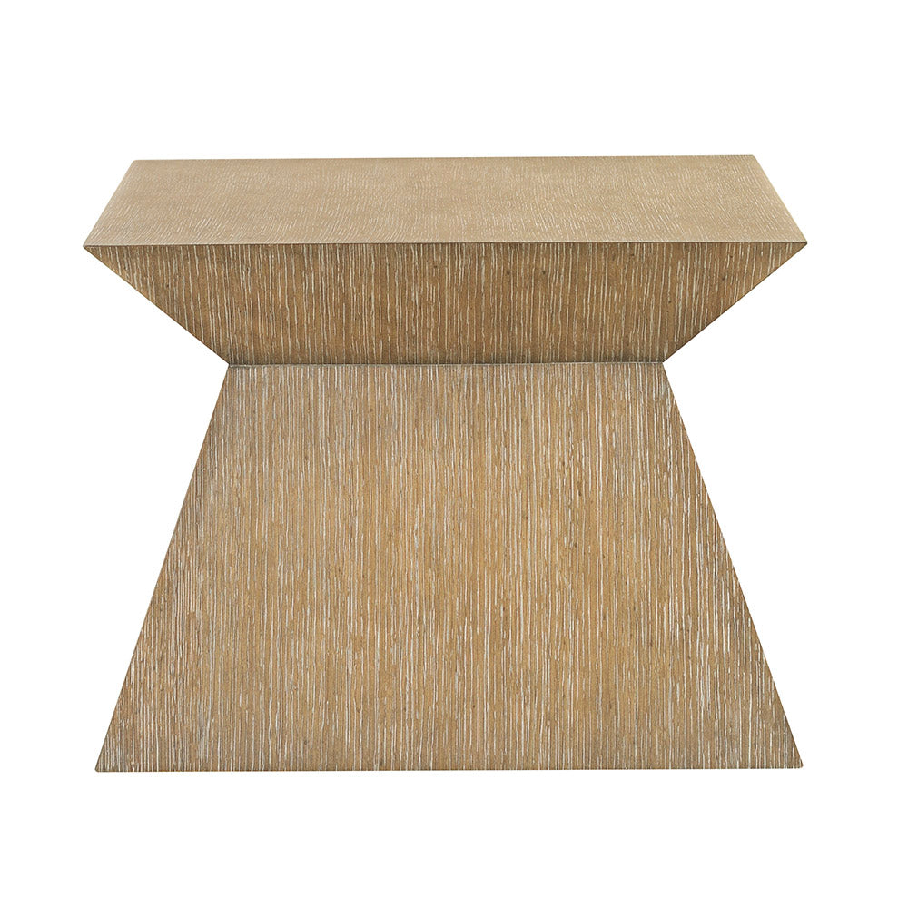Alternate view of El Paso Coffee Table, featuring textured grain, wood, and a solid continuous pedestal base.