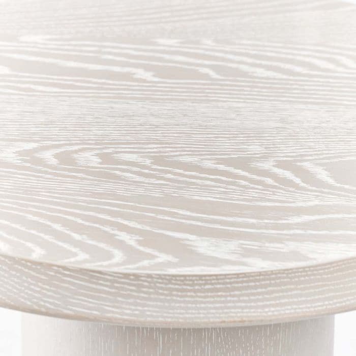 Additional view of Hunt Side Table, featuring cerused finish, wood, oak, and a solid cylindrical pedestal base.