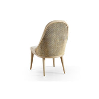 Additional view of Water Dining Side Chair, featuring woven cane finish, fabric, wood, and armless side chair.