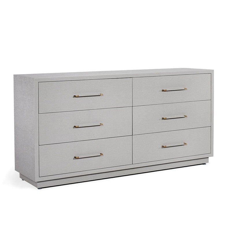 Alternate view of Taylor 6 Drawer Chest, featuring textured finish, raffia, wood, and six storage drawers.