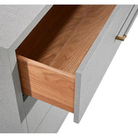 Additional view of Taylor 6 Drawer Chest in beige and light grey, featuring textured finish and six storage drawers.