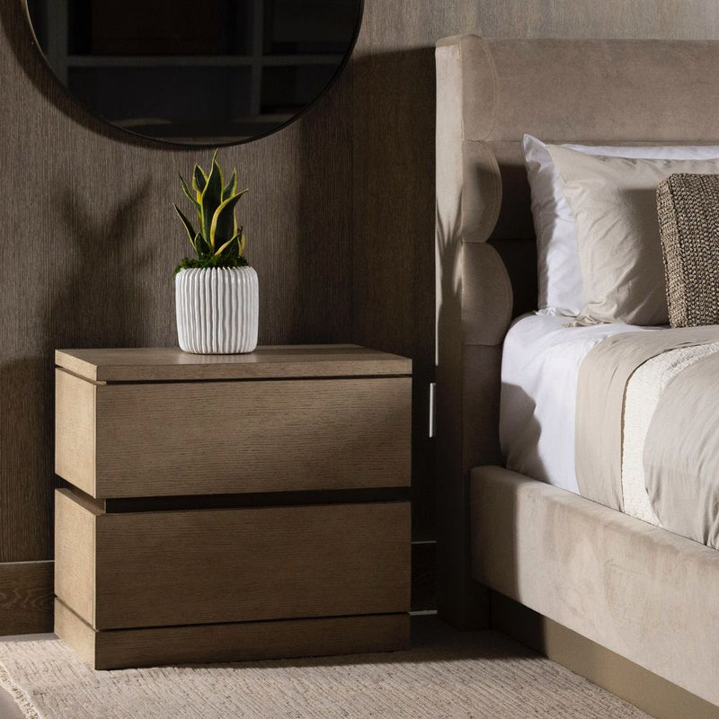 Alternate view of Bolton Bedside Chest, featuring matte finish, wood, and two drawers.