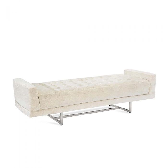 Alternate view of Luca King Bench, featuring button-tufted finish, fabric, upholstery textile, and a tufted bench seat.