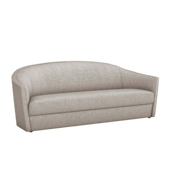 Turin Sofa, shown in beige and cream with fabric, woven upholstery, and fixed continuous arms.