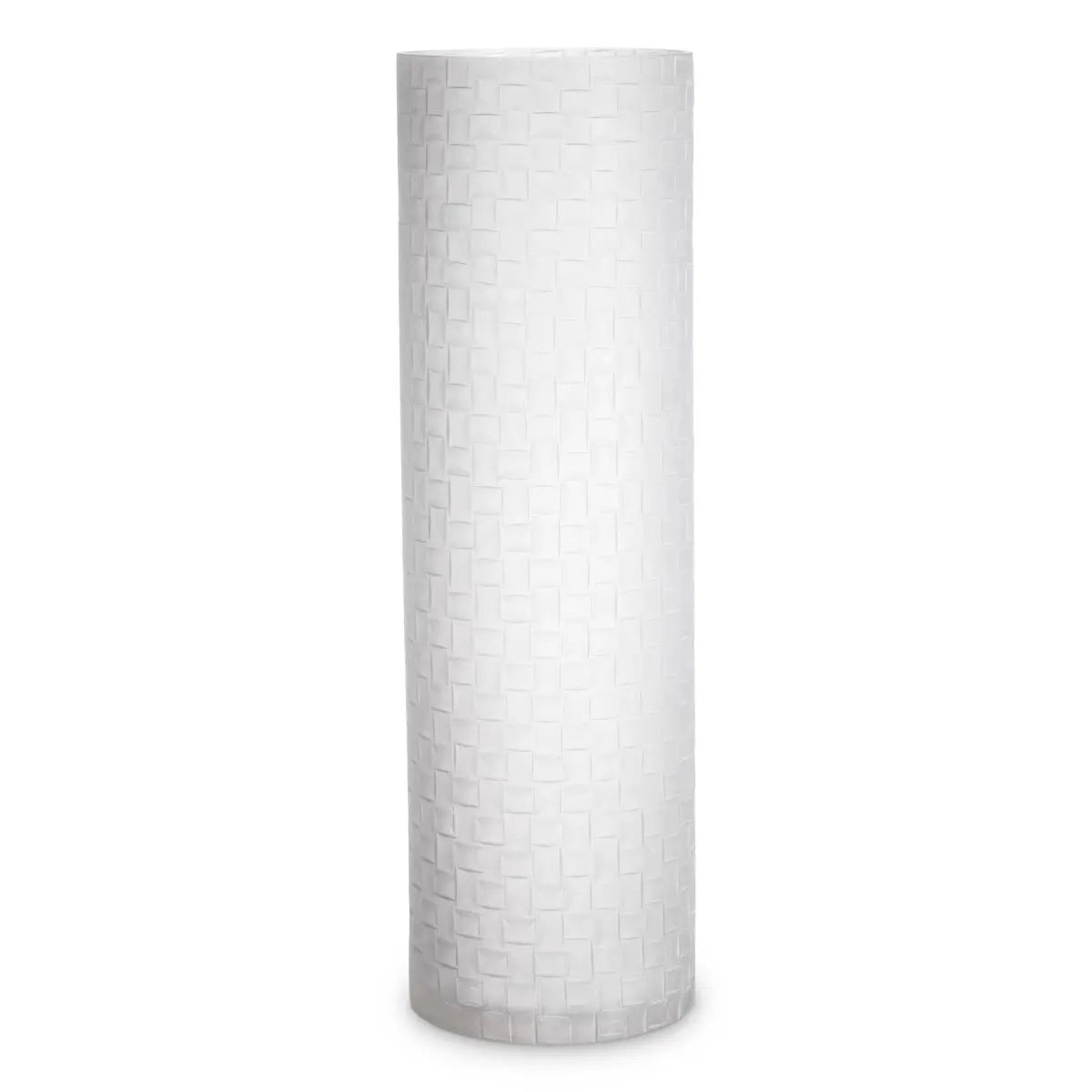 Vase Calista L Frosted Glass, shown in frosted white and translucent clear with glass and open top vessel.