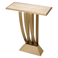 Alternate view of Console Table Beau Deco Brushed Brass Finish in brushed brass gold and light beige.