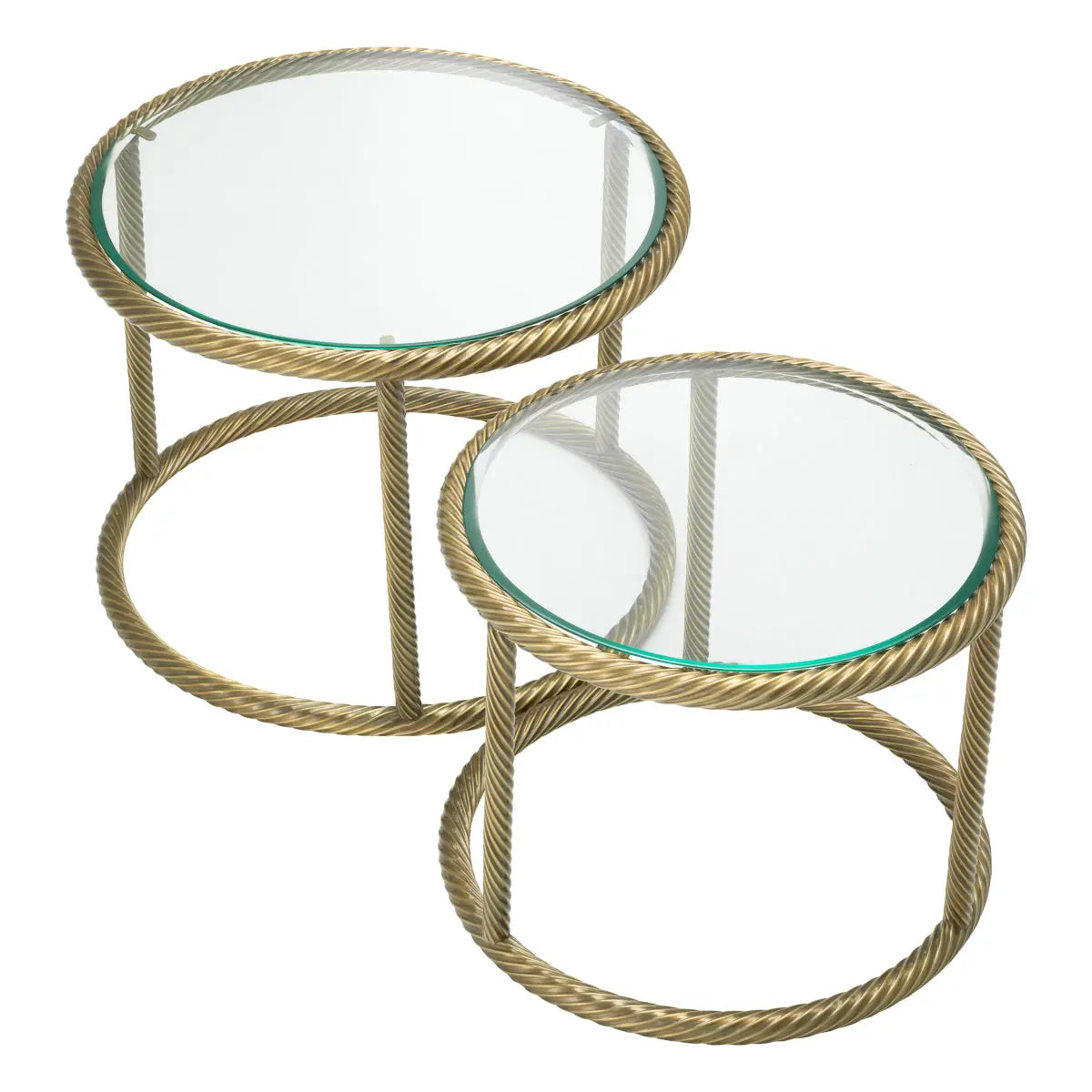 Additional view of Side Table Addison Vintage Brass Finish Set Of 2 in vintage brass gold and clear.