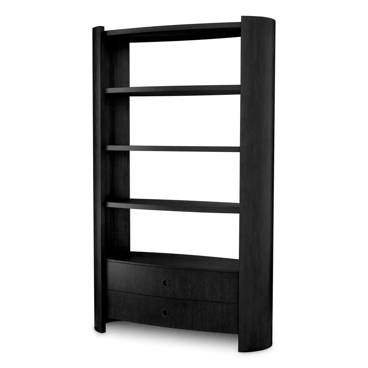 Cabinet Splendora Charcoal Grey Oak Veneer Bronze Finish, shown in charcoal grey and black with oak veneer and wood.