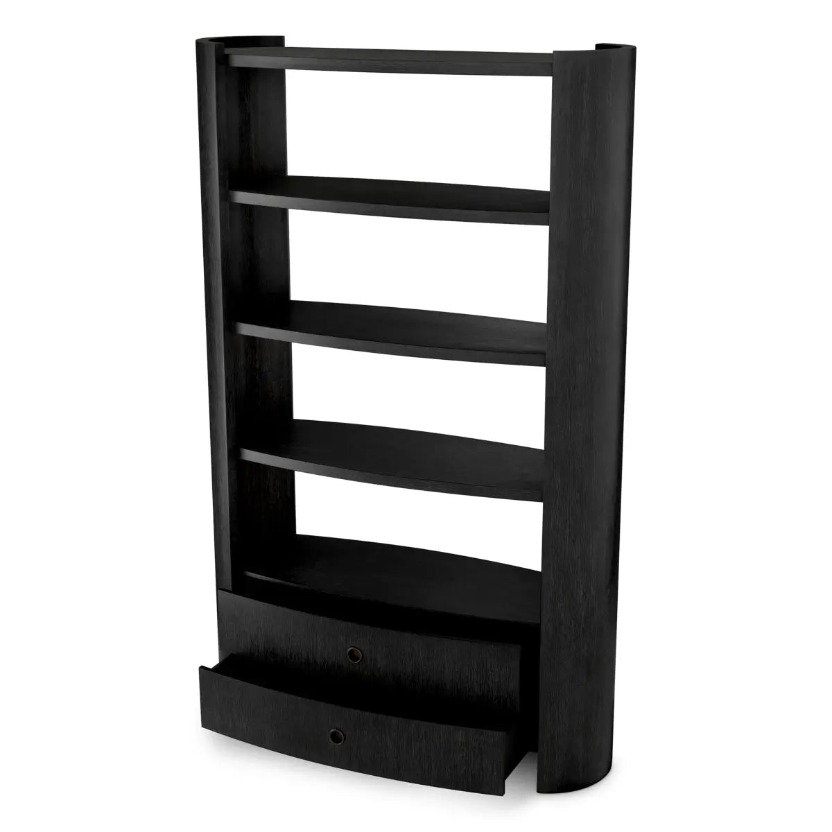 Additional view of Cabinet Splendora Charcoal Grey Oak Veneer Bronze Finish in charcoal grey and black.