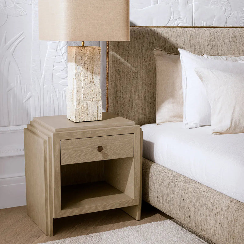 Alternate view of Nightstand Artdeco Washed Oak Veneer in light taupe and beige.