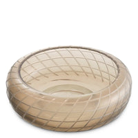 Additional view of Bowl Tarano Matte Sand Color Glass in sand and taupe, featuring open shallow vessel.