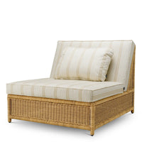Outdoor Modular Chair Hampton Faux Rattan Saville Beige, shown in beige and cream with faux rattan and woven wicker.