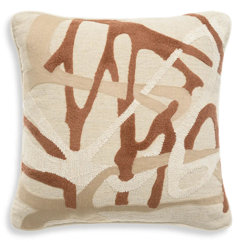 Cushion Saphira Square Orange I, shown in cream and terracotta with woven textile and tufted pile.