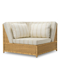 Outdoor Modular Chair Hampton Corner Faux Rattan Saville Beige in honey tan and beige.