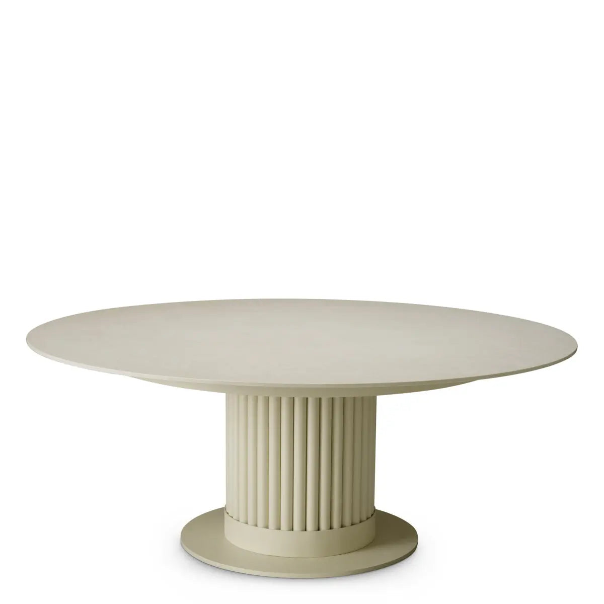 Outdoor Coffee Table Volterra Round Sand Finish Cream Ceramic, shown in cream and sand beige with ceramic.
