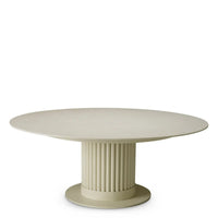 Outdoor Coffee Table Volterra Round Sand Finish Cream Ceramic, shown in cream and sand beige with ceramic.