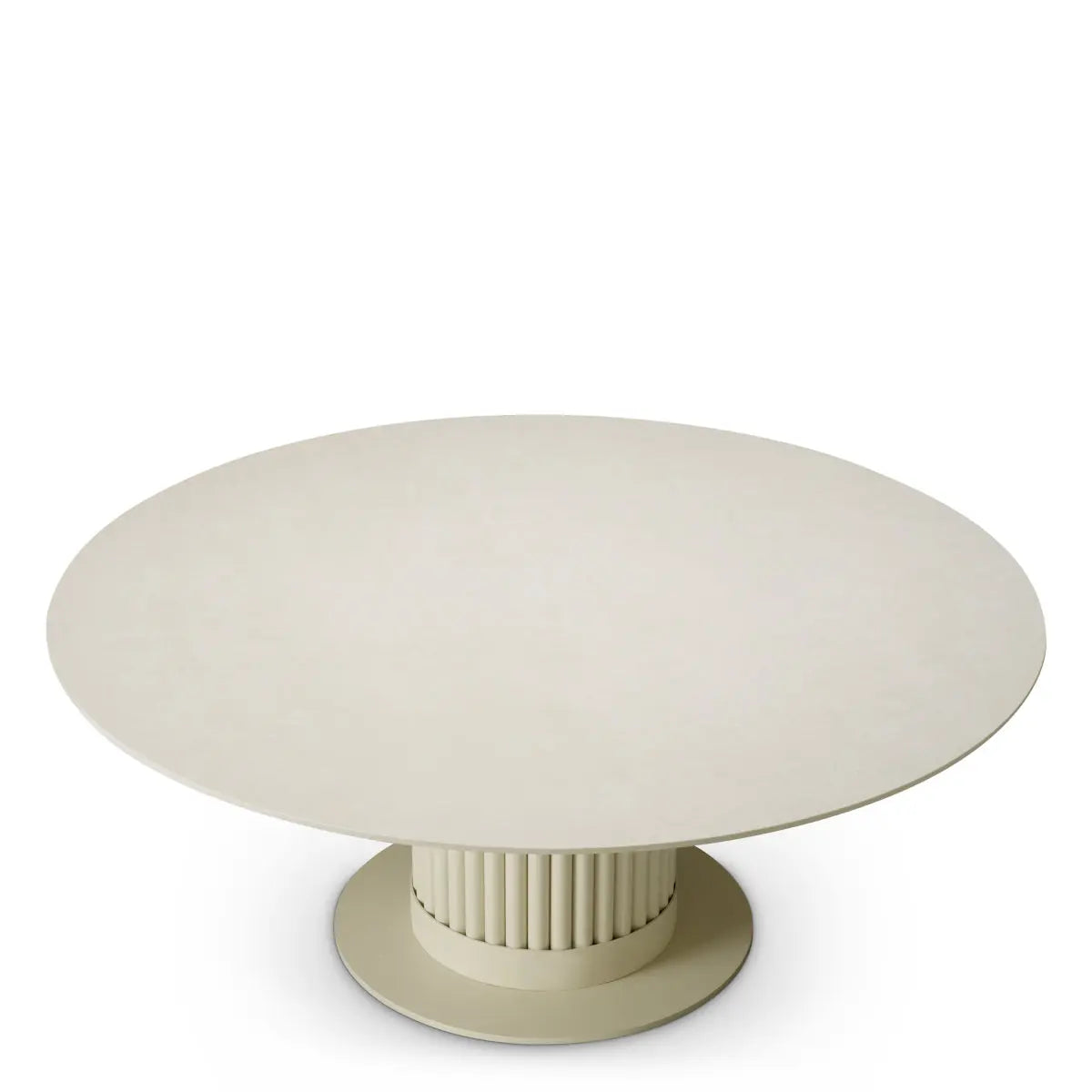 Additional view of Outdoor Coffee Table Volterra Round Sand Finish Cream Ceramic in cream and sand beige.