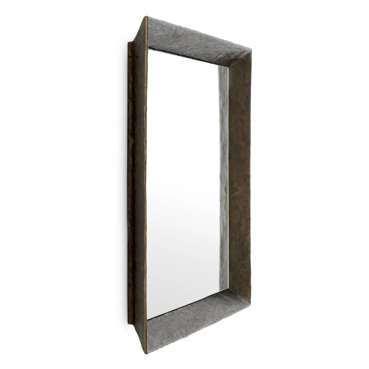 Mirror Othello Square Bronze Finish, shown in bronze and dark brown with metal, glass, and wall-mounting.