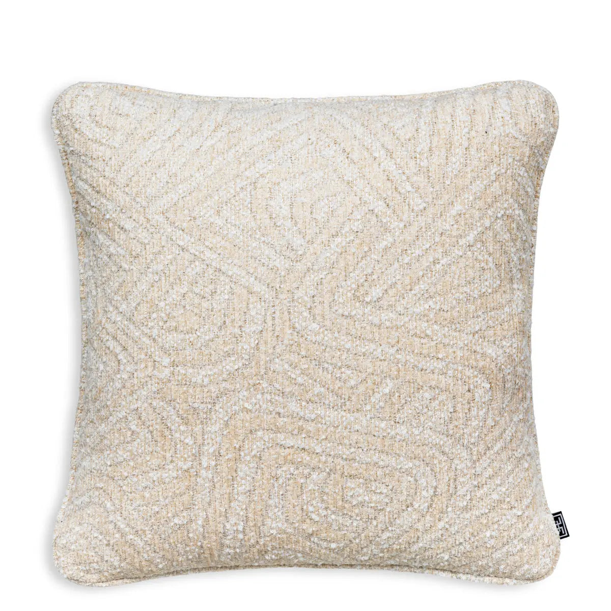 Cushion Camari S Cream, shown in cream and ivory with chenille, woven textile, and soft cushion fill.