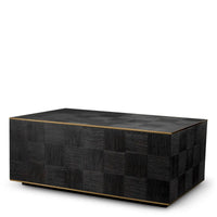 Coffee Table Ashbury Charcoal Grey Oak Veneer, shown in charcoal grey and black with oak veneer, metal, and solid block form.