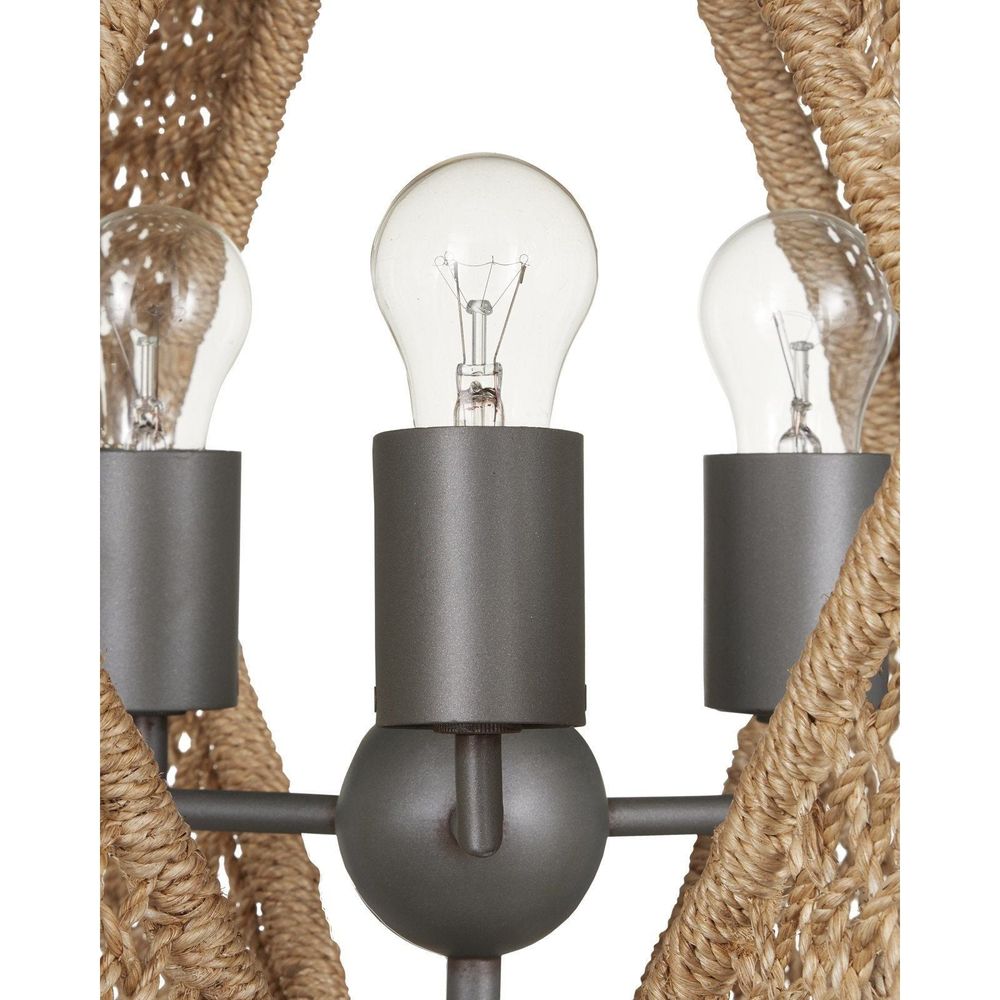 Additional view of Shizen Chandelier in natural tan and matte dark gray, featuring chain-hung ceiling suspension.