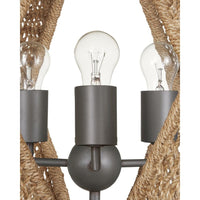 Additional view of Shizen Chandelier in natural tan and matte dark gray, featuring chain-hung ceiling suspension.