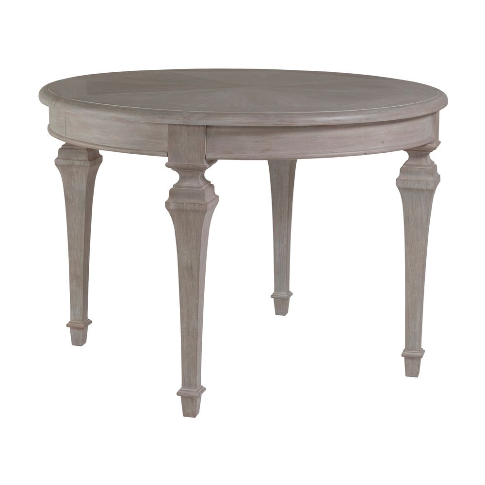 Alternate view of Aperitif Round/Oval Dining Table, featuring distressed, wood, and extendable top with leaf seams.