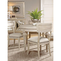 Additional view of Aperitif Round/Oval Dining Table, featuring distressed, wood, and extendable top with leaf seams.