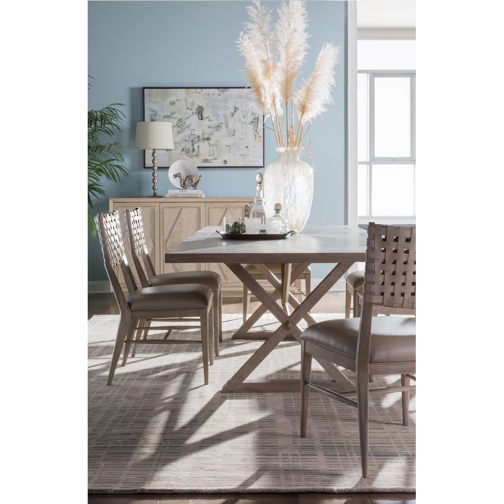 Alternate view of Milo Leather Side Chair, featuring distressed, leather, solid wood, and armless side chair.