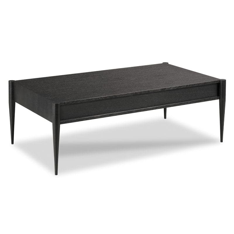 Alternate view of Kirkwood Cocktail Table, featuring sable stained finish, wood, oak veneer, and two full-width drawers.
