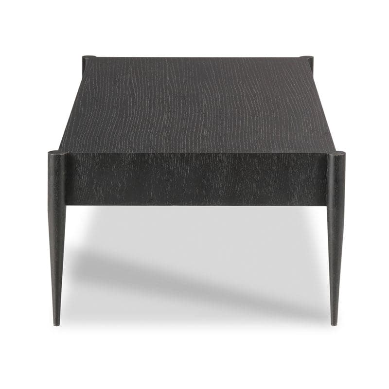 Additional view of Kirkwood Cocktail Table in black and charcoal, featuring sable stained finish and two full-width drawers.