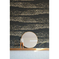 Additional view of Reflections Wallpaper in sage green and charcoal, featuring matte finish and full-wall surface covering.