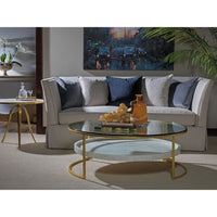 Additional view of Crystal Stone Round End Table in gold and ivory, featuring smooth rim band and a round fixed top.