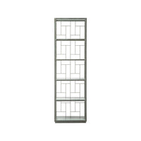 Alternate view of Mid Geo Etagere, featuring metal, glass, and five open glass shelves.