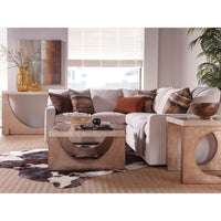 Additional view of Impresario Square End Table in beige and champagne, featuring silver leaf finish and flat square tabletop.