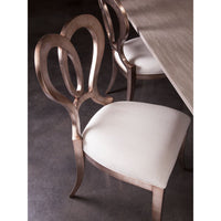 Additional view of Melody Side Chair in warm silver-bronze and ivory, featuring metallic sheen finish and armless side chair.