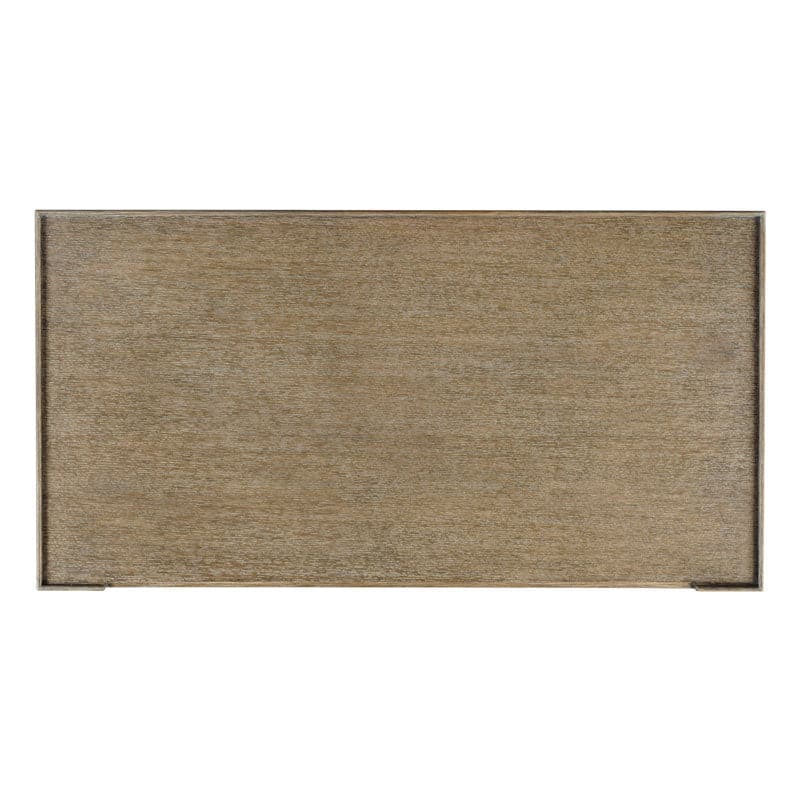 Alternate view of Tahoe Desk, featuring distressed, oak, wood, and two front drawers with small round knobs.