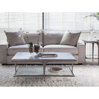 Alternate view of Zephyr Rectangular Cocktail Table in gray and silver.