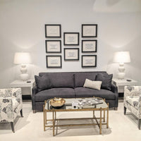 Alternate view of Angelina Cocktail Table in antique gold and charcoal gray.
