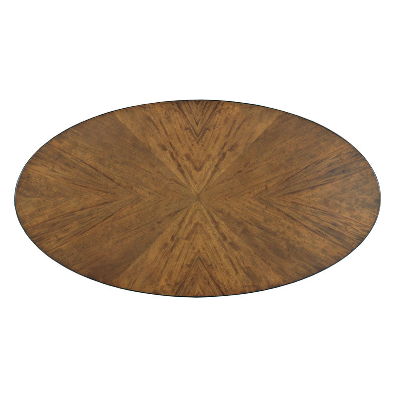 Alternate view of Stafford Oval Cocktail Table in warm medium brown and golden amber brown.