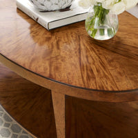 Additional view of Stafford Oval Cocktail Table in warm medium brown and golden amber brown.