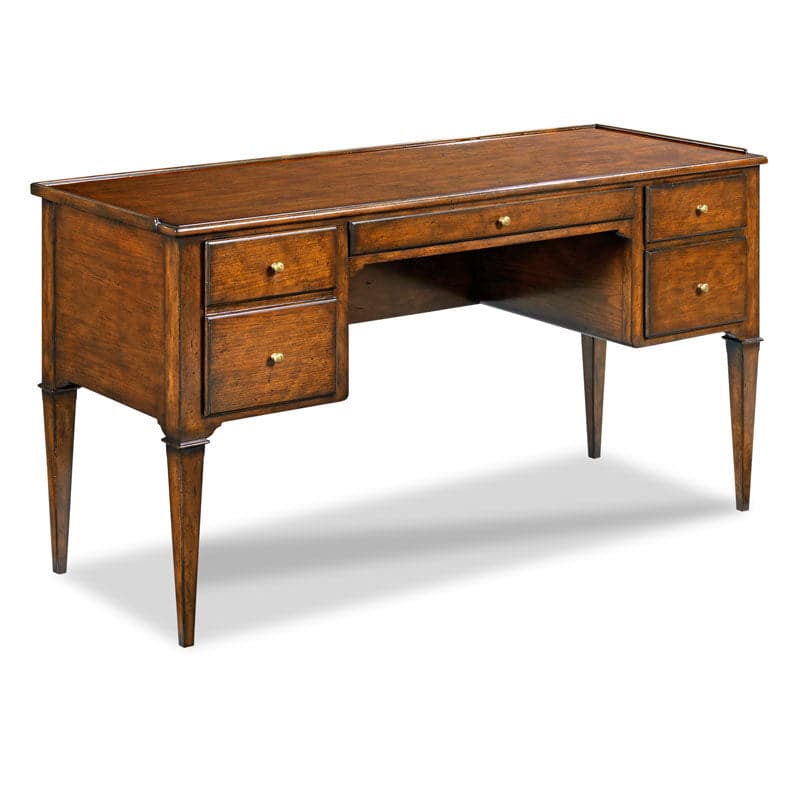 Additional view of Marseille Writing Desk with Dual File Storage in ivory and warm medium brown.