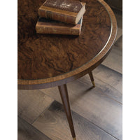 Additional view of Marlowe Round End Table in rich dark brown and warm walnut brown.