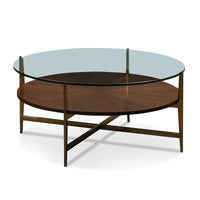 Alternate view of La Scala Cocktail Table in clear glass and dark brown.