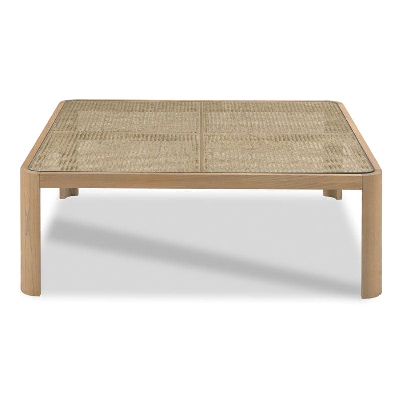 Additional view of Mirada Square Cocktail in blonde wood and natural beige.