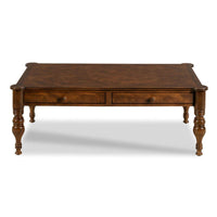Additional view of Nevis Cocktail Table in warm medium-brown and chestnut brown.