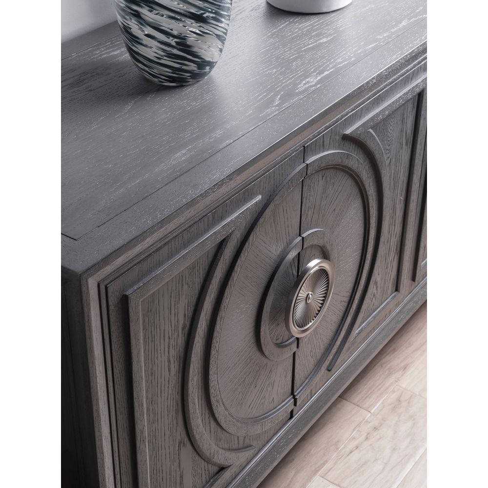 Additional view of Appellation Long Media Console in charcoal gray and slate gray.