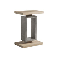 Verite Rectangular Spot Table, shown in light oak and gray with oak wood and concrete.